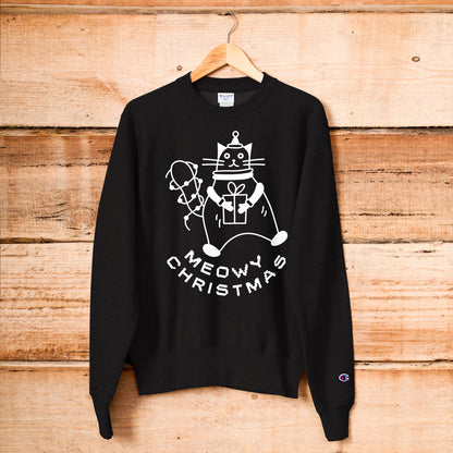 Meowy Christmas Mens Champion Graphic Sweatshirt