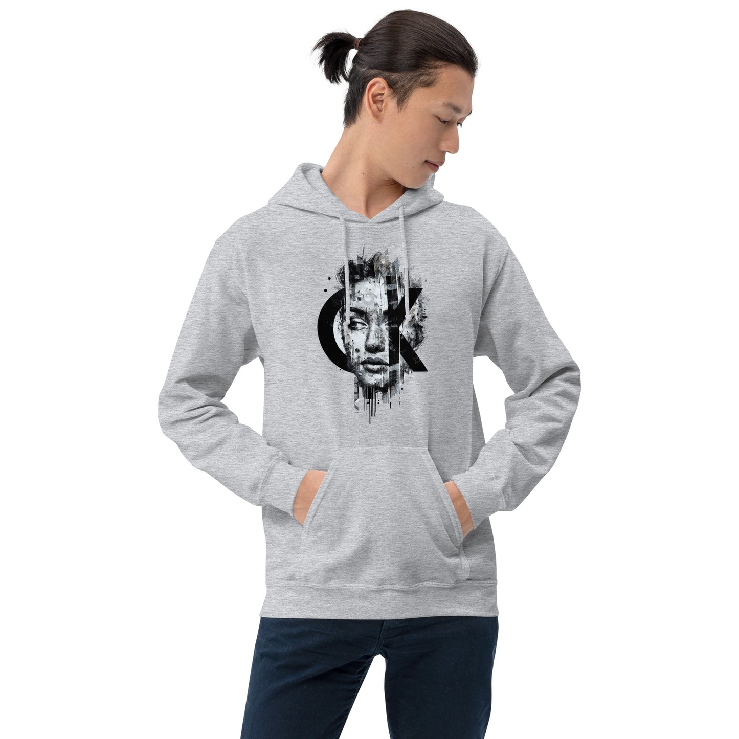 OK OK Print Graphic Hooded  Sweatshirt