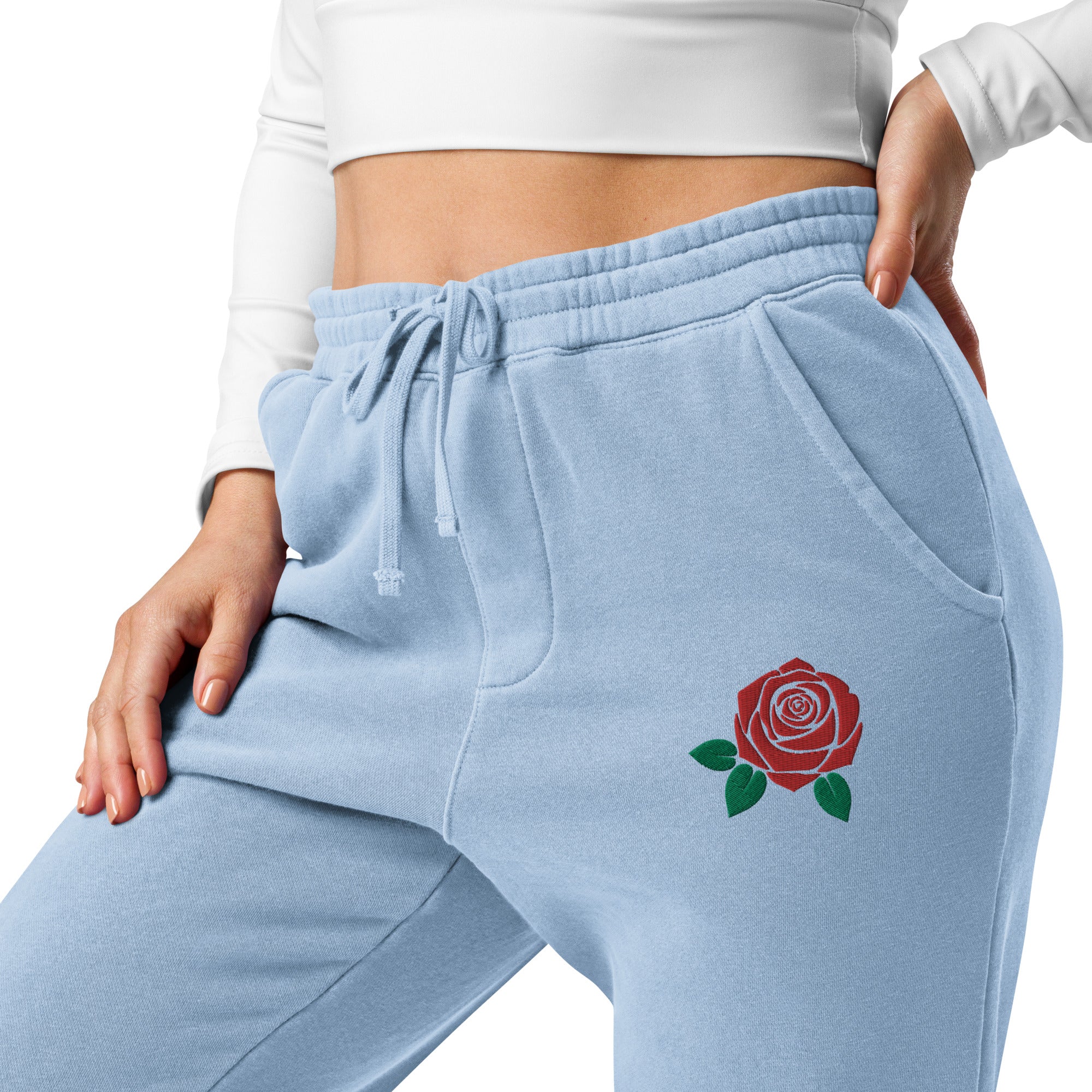 Embroidered Rose Sweatpants Bloom Seventy Seven