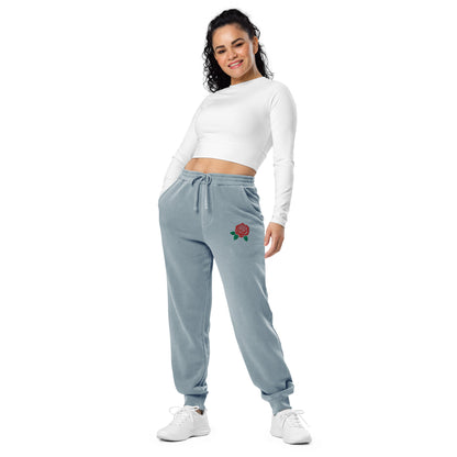 Embroidered Rose Sweatpants
