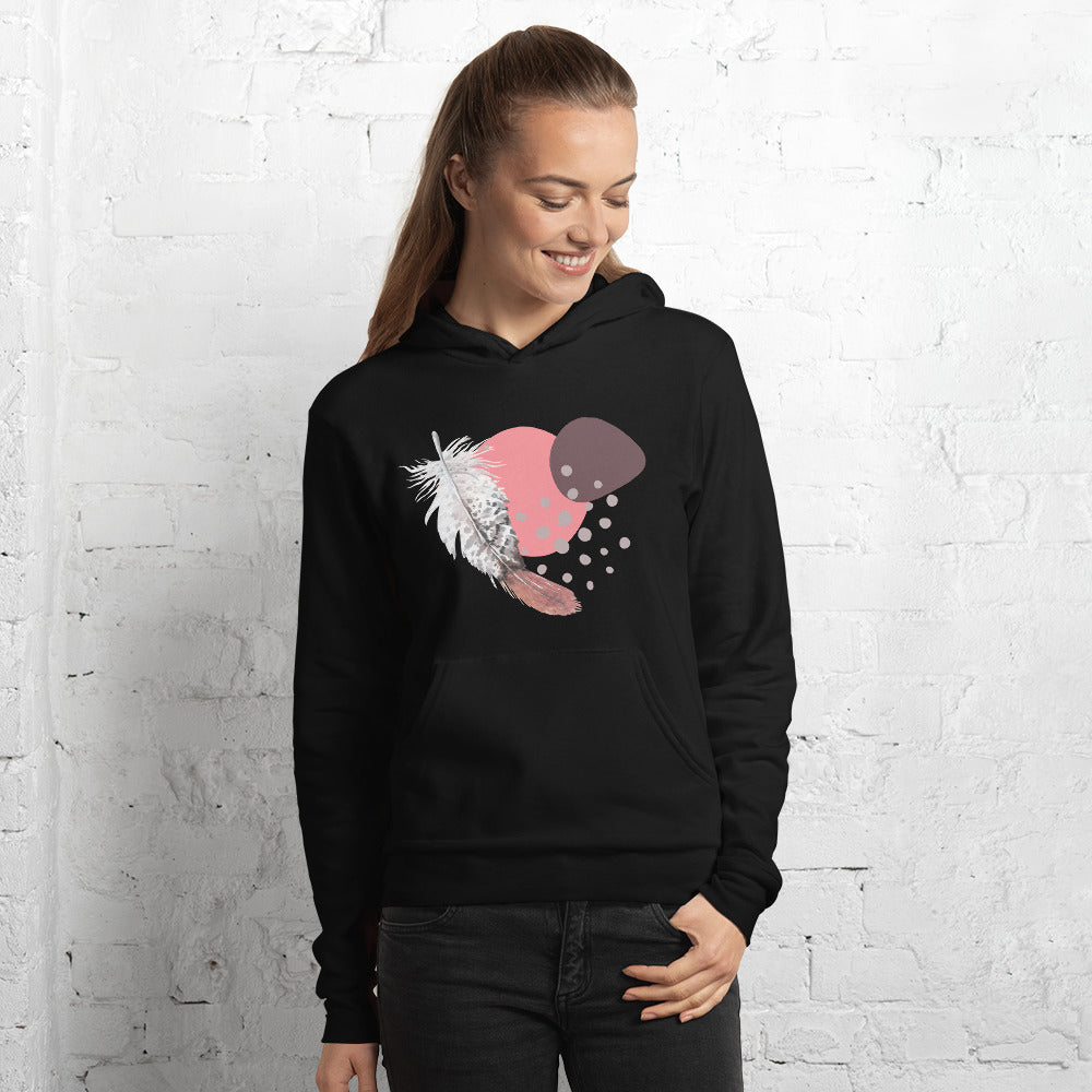 Boho Falling Feather Kangaroo Pocket Hoodie