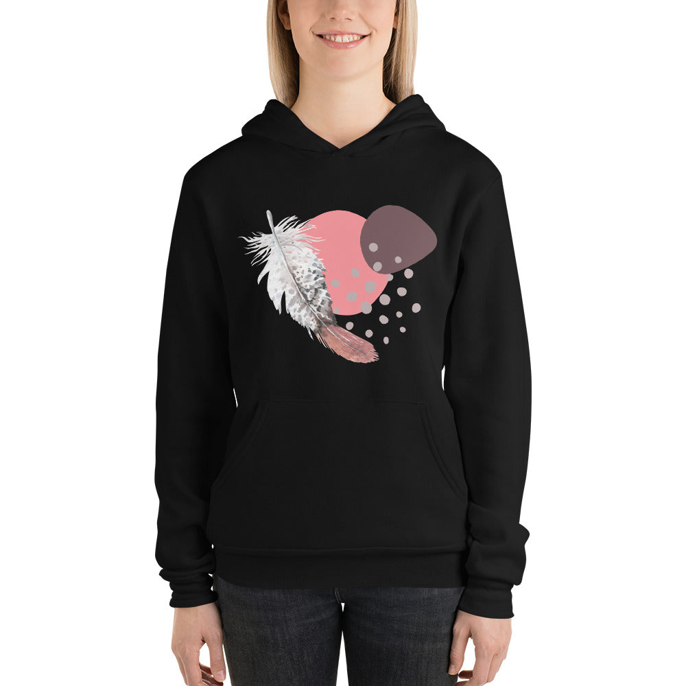 Boho Falling Feather Kangaroo Pocket Hoodie