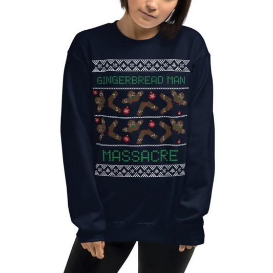 Funny Gingerbread Massacre Ugly Christmas Sweatshirt - Unisex