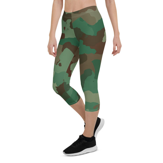 Green Camouflage Capri Leggings