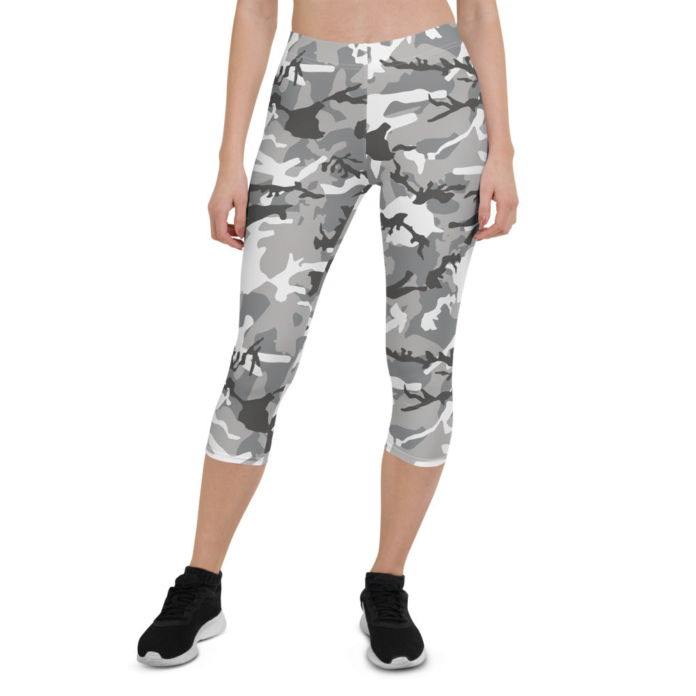 Gray Camo Capri Leggings - Bloom Seventy Seven