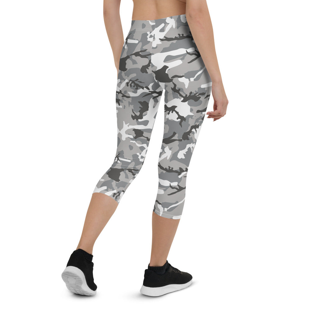 Gray Camo Capri Leggings - Bloom Seventy Seven