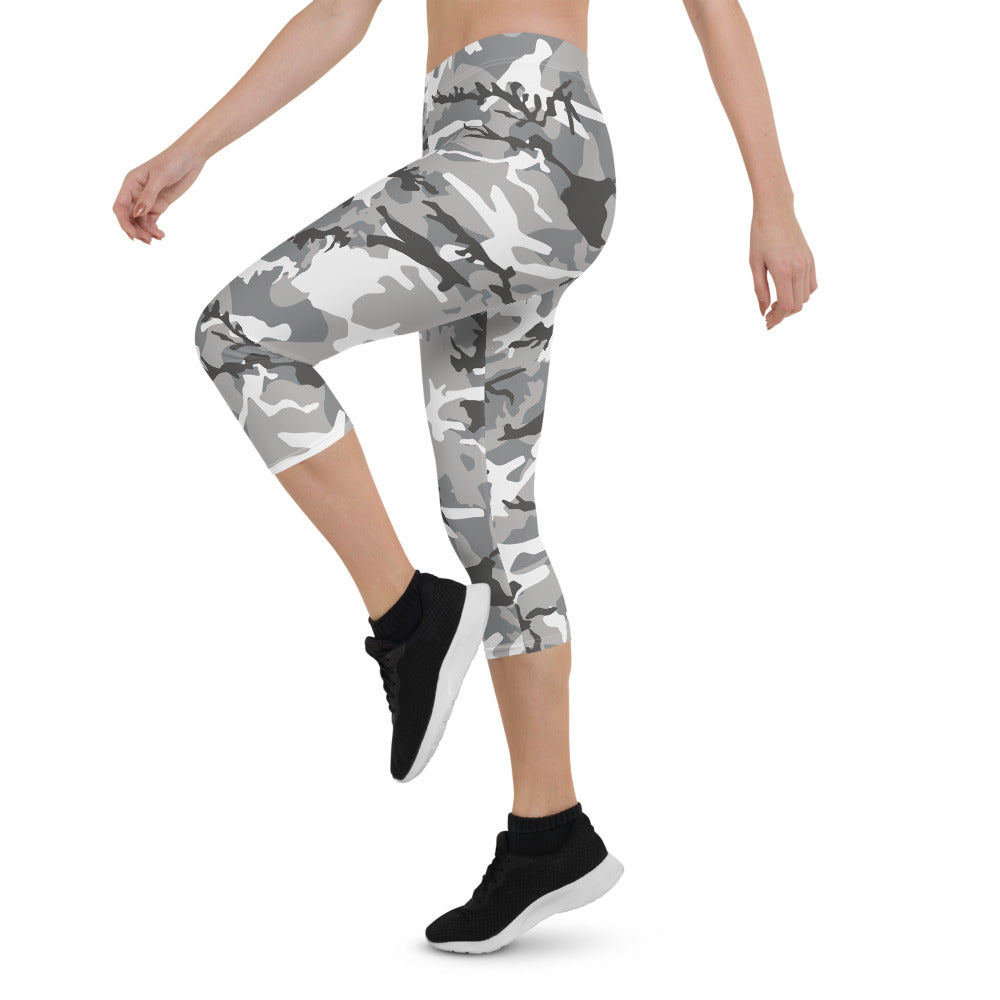 Gray Camo Capri Leggings - Bloom Seventy Seven