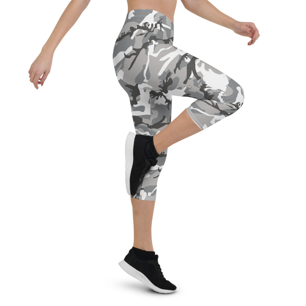 Gray Camo Capri Leggings - Bloom Seventy Seven