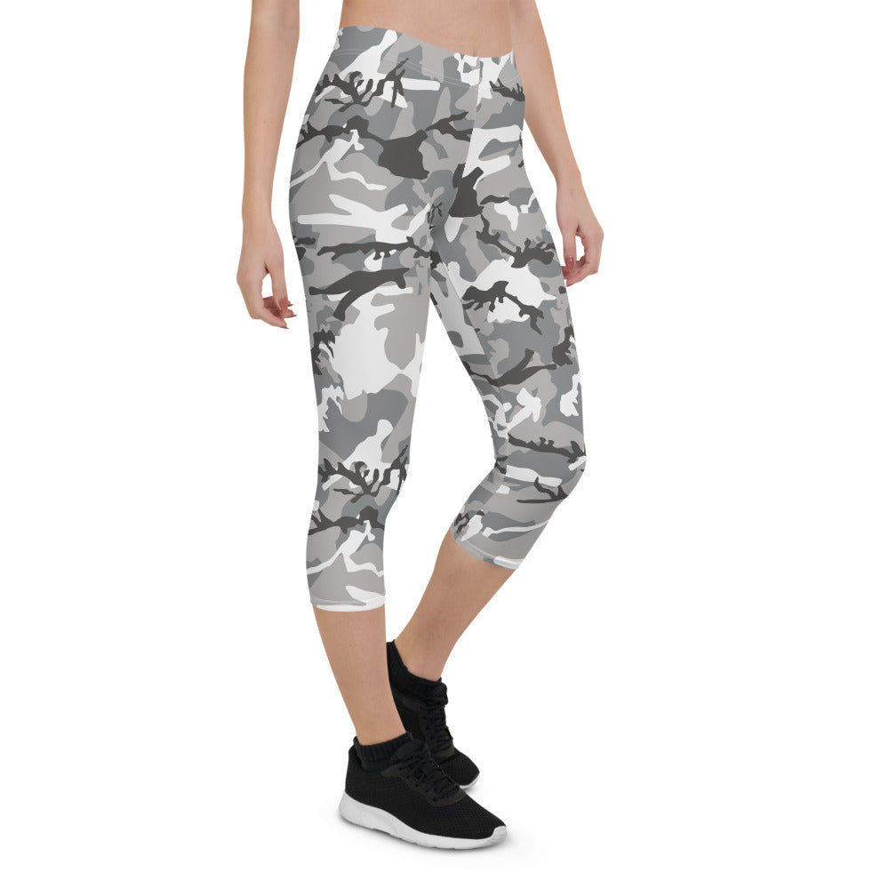 Gray Camo Capri Leggings - Bloom Seventy Seven