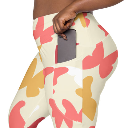 Butterflies Crossover Leggings with Pockets