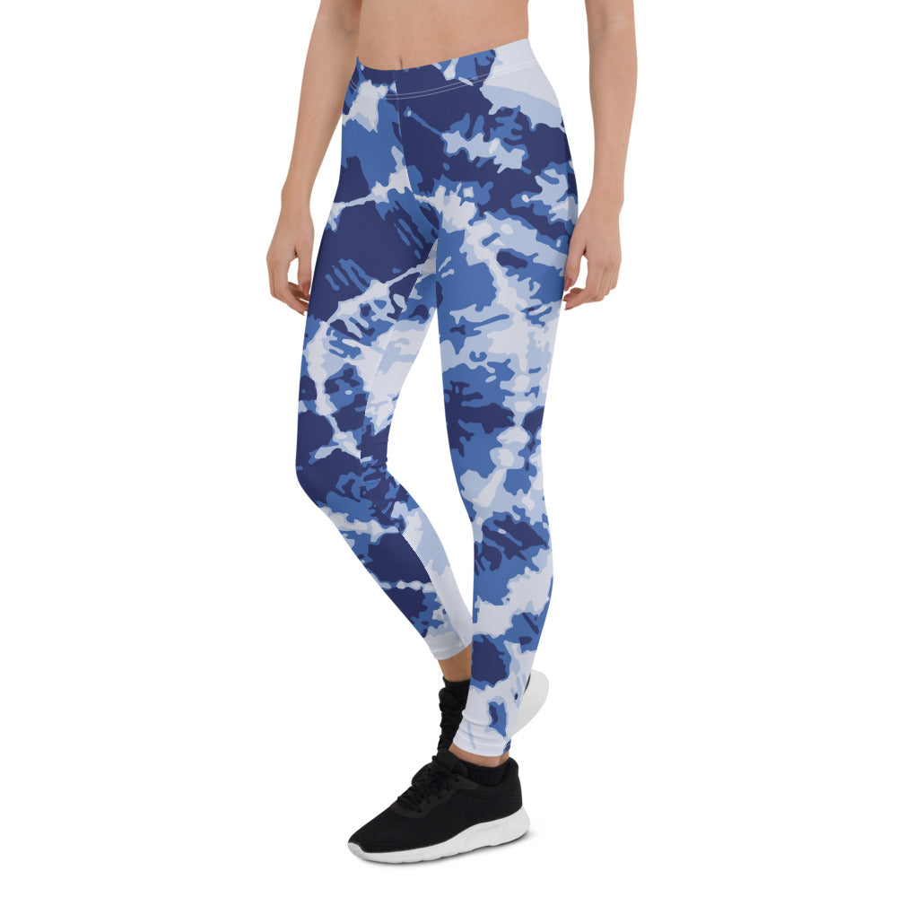 Blue Tie Dye Print Leggings