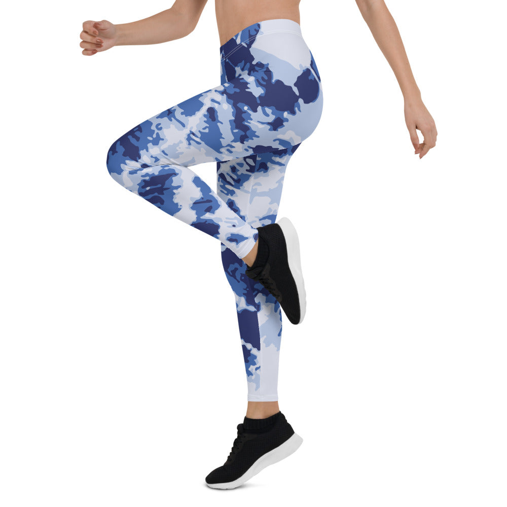 Blue Tie Dye Print Leggings