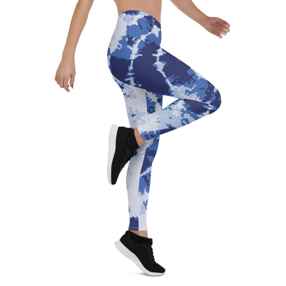 Blue Tie Dye Print Leggings