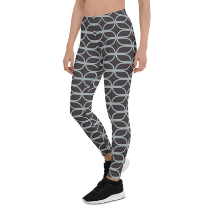Brown and Blue Print Workout Leggings