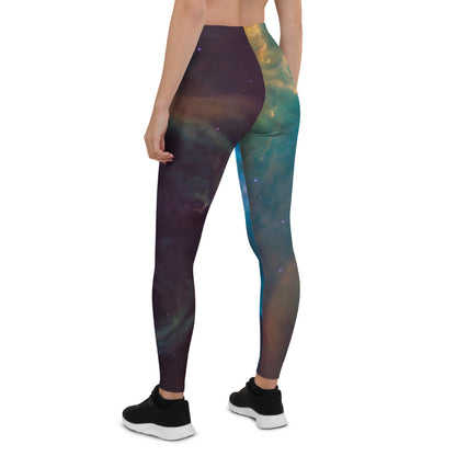 Blue Nebula Print Leggings