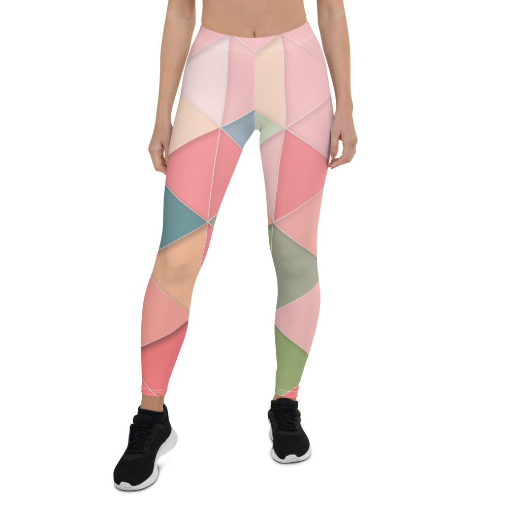 Colorful Pink Triangles Leggings