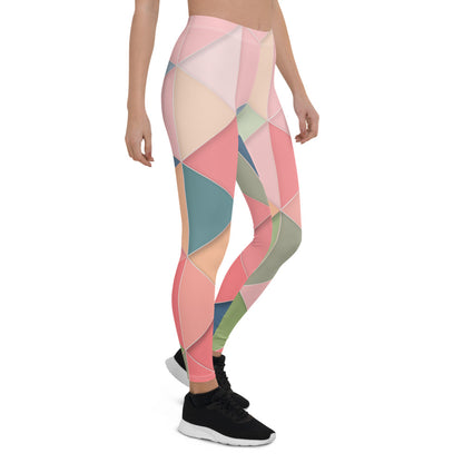 Colorful Pink Triangles Leggings