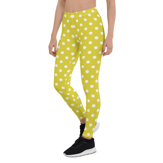 Vintage Bright Yellow Polka Dot Leggings