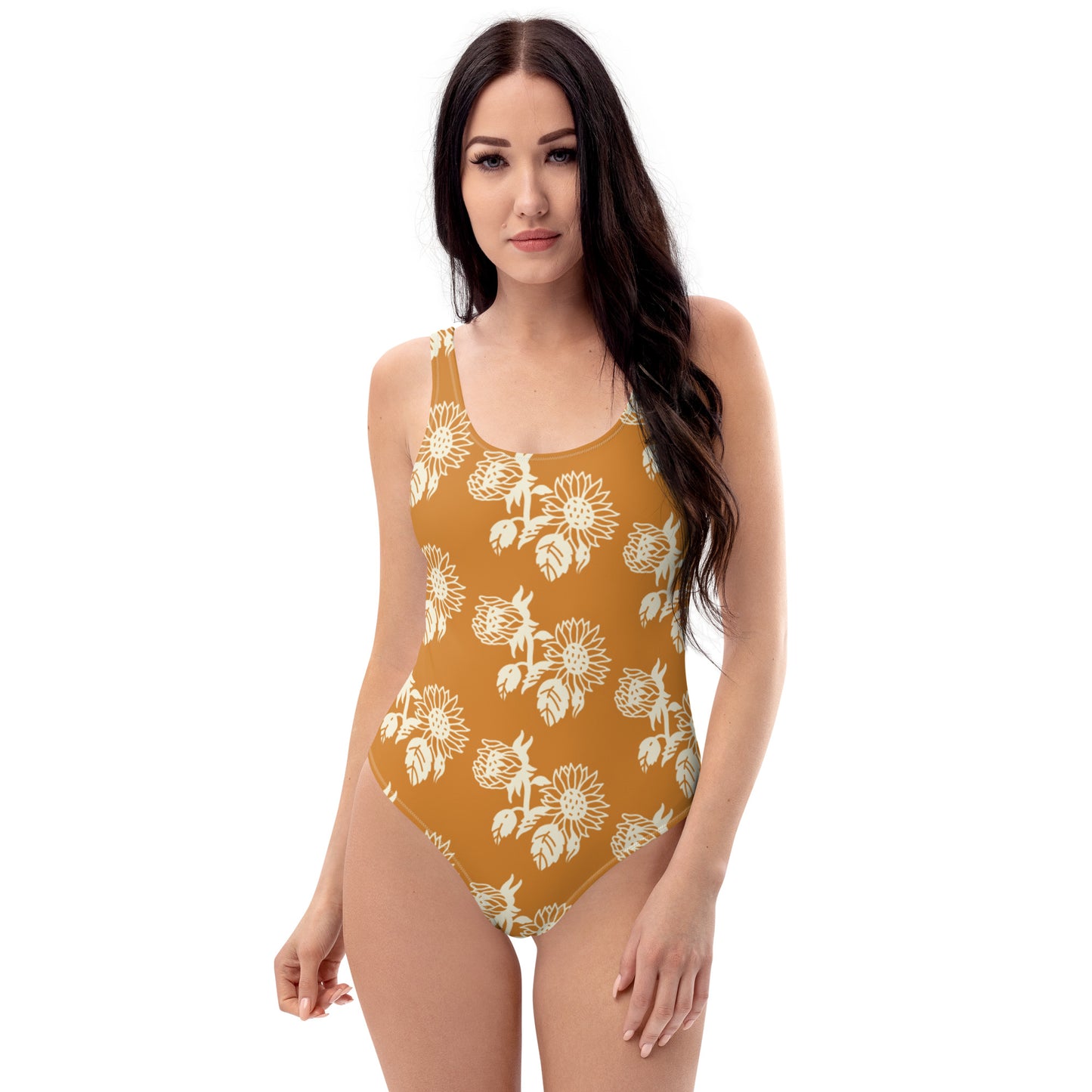 Bronze Floral One-Piece Swimsuit