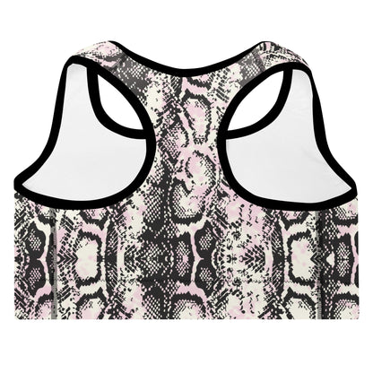 Pink Snake Pattern Padded Sports Bra