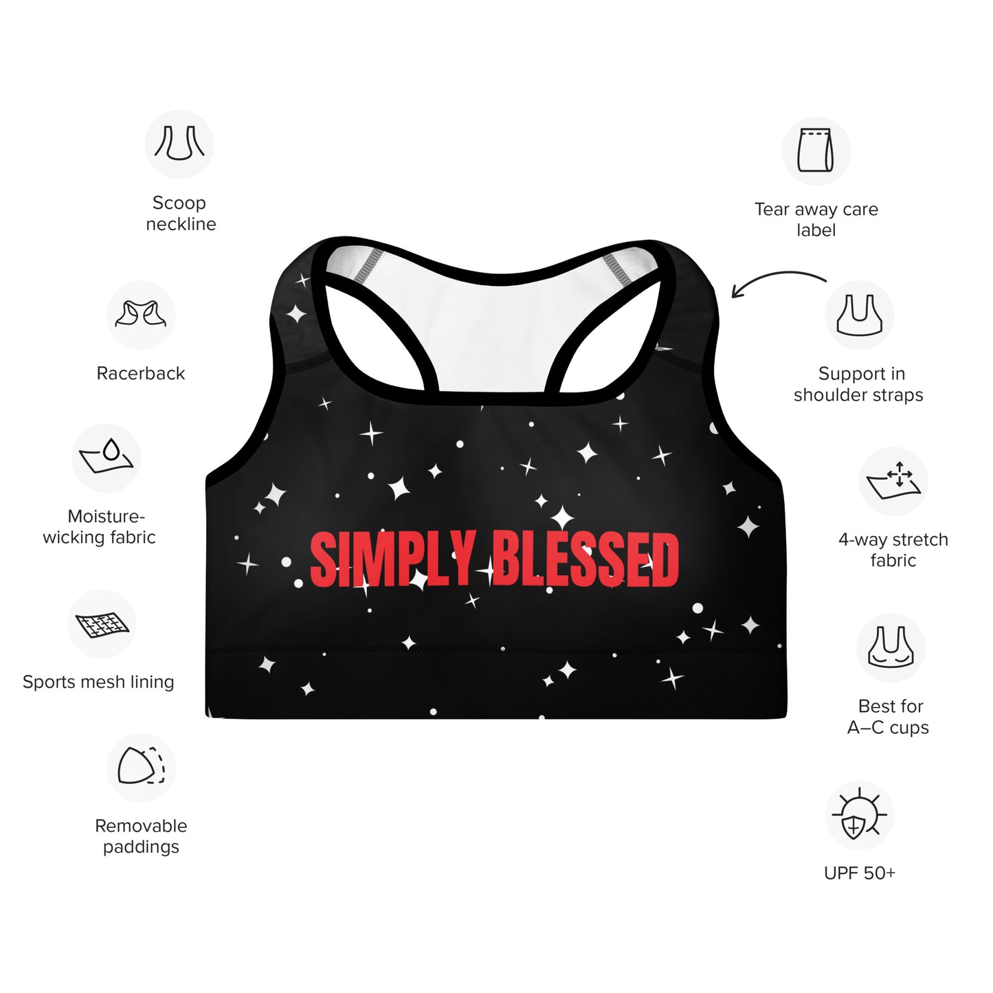 Simply Blessed Red Padded Sports Bra