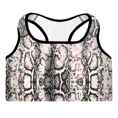 Pink Snake Pattern Padded Sports Bra