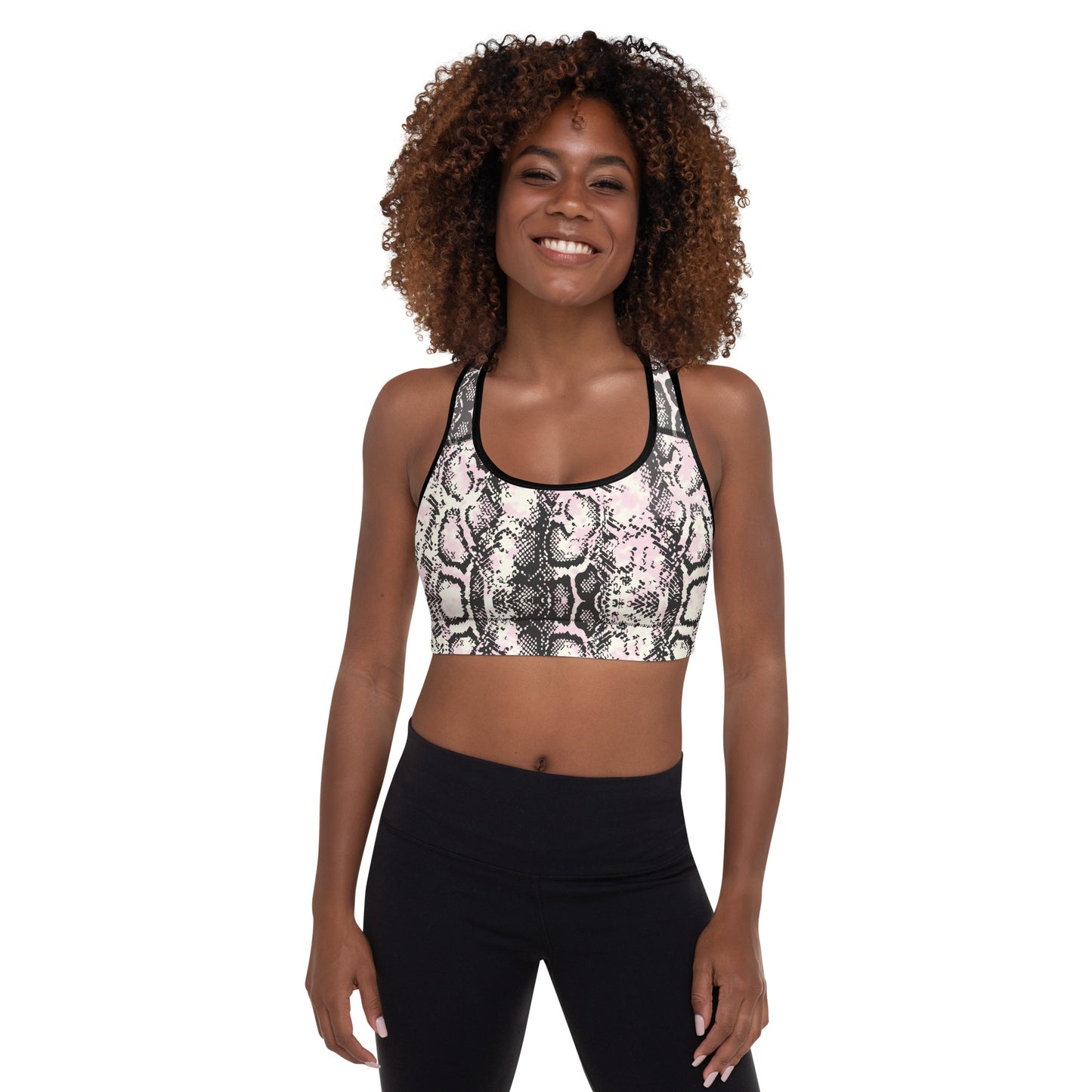 Pink Snake Pattern Padded Sports Bra