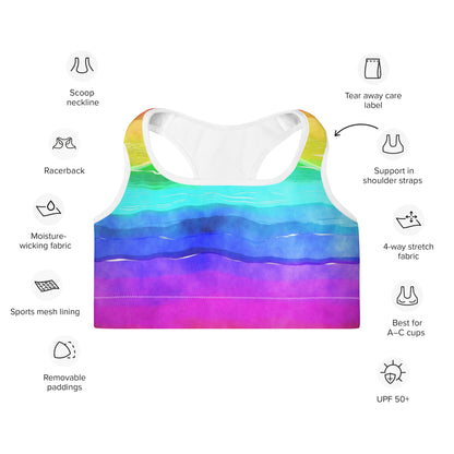 Rainbow Padded Sports Bra