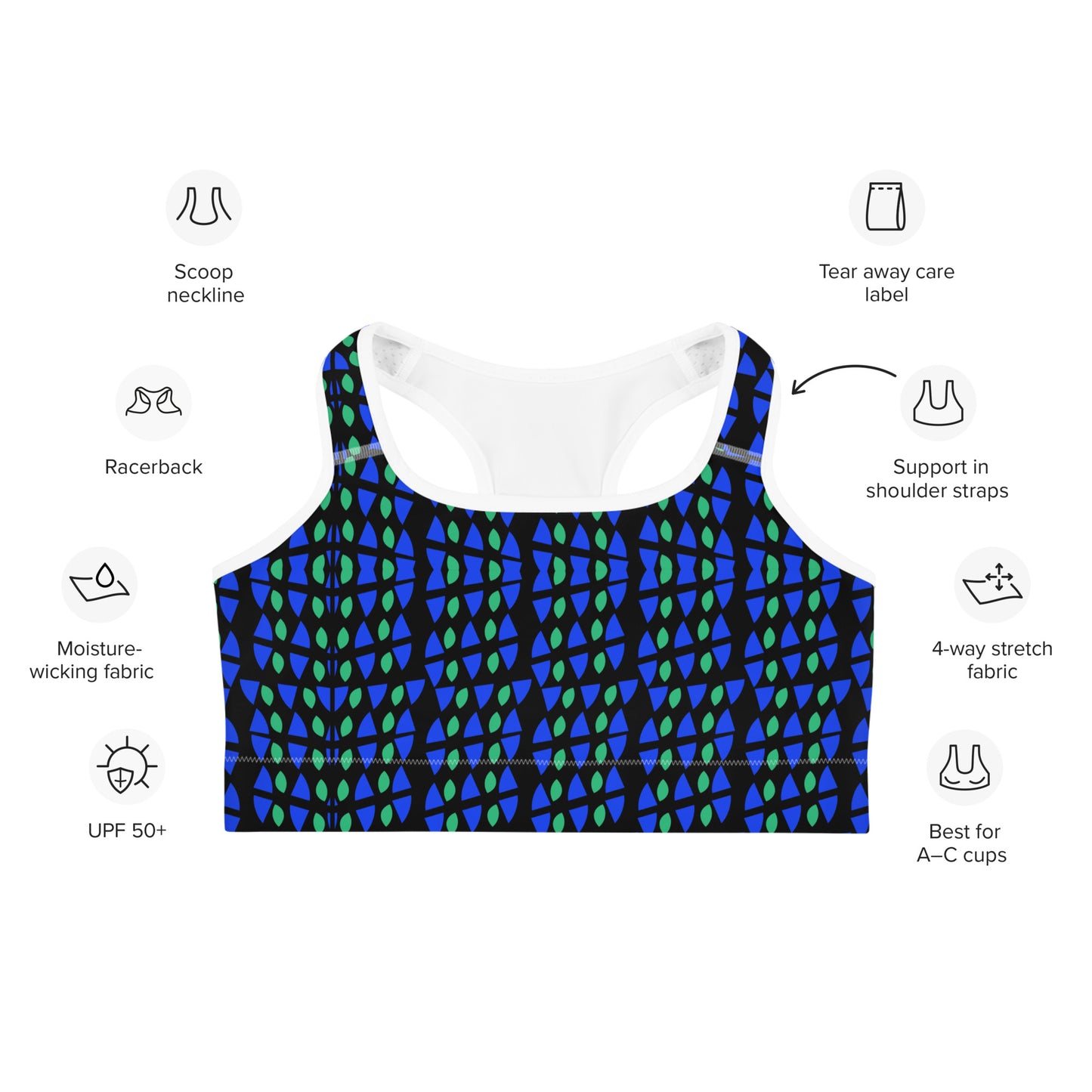 Geometric Print Sports Bra