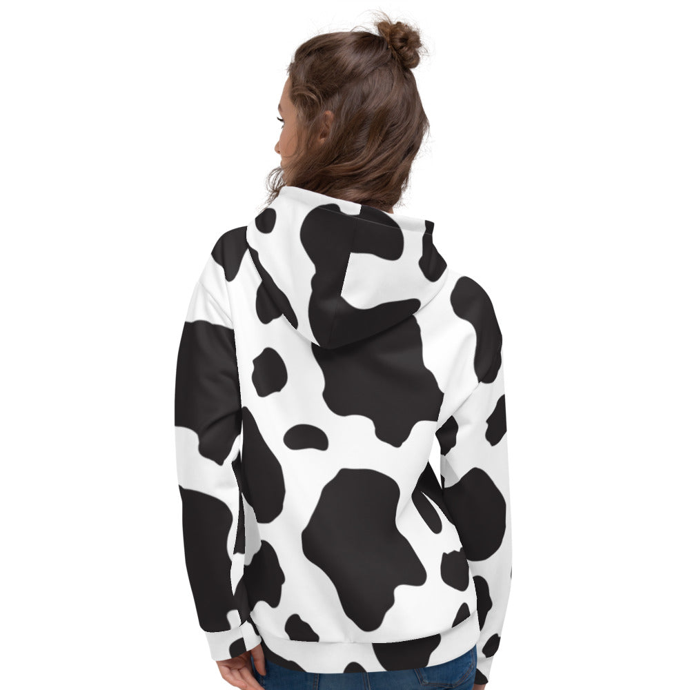 Black And White Cow Print Unisex Style Hoodie