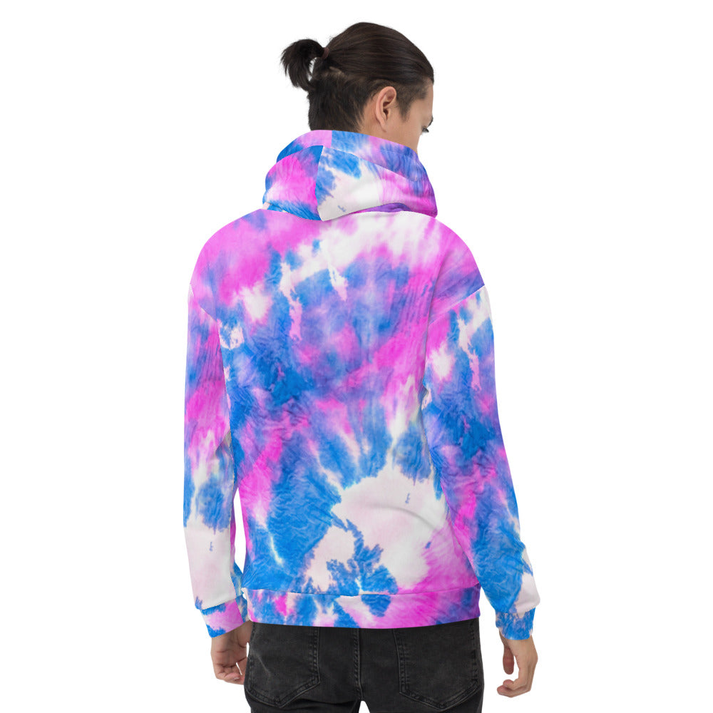 Pink & Blue Tie Dye Print Unisex Hoodie