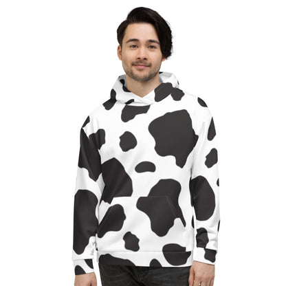 Black And White Cow Print Unisex Style Hoodie