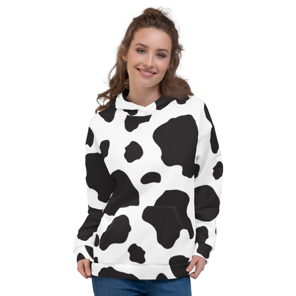 Black And White Cow Print Unisex Style Hoodie