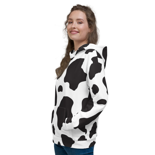 Black And White Cow Print Unisex Style Hoodie