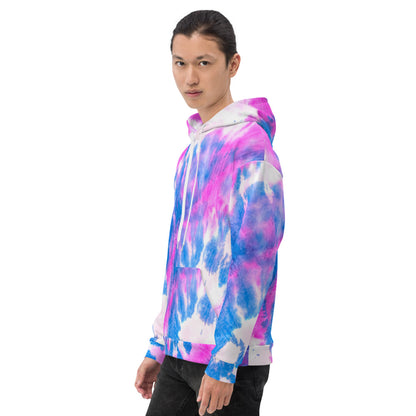 Pink & Blue Tie Dye Print Unisex Hoodie