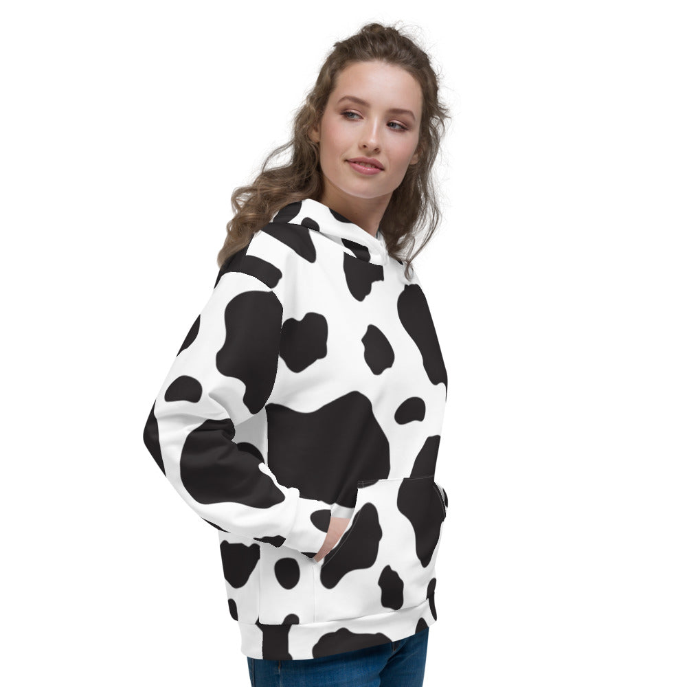 Black And White Cow Print Unisex Style Hoodie