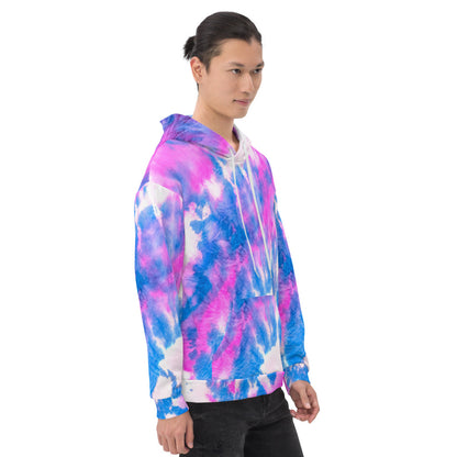 Pink & Blue Tie Dye Print Unisex Hoodie