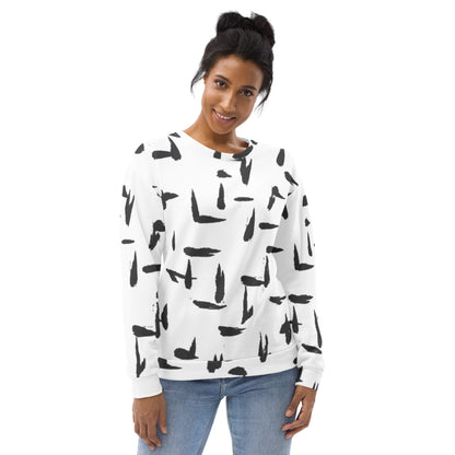 Black and White Abstract Print Sweatshirt - Women