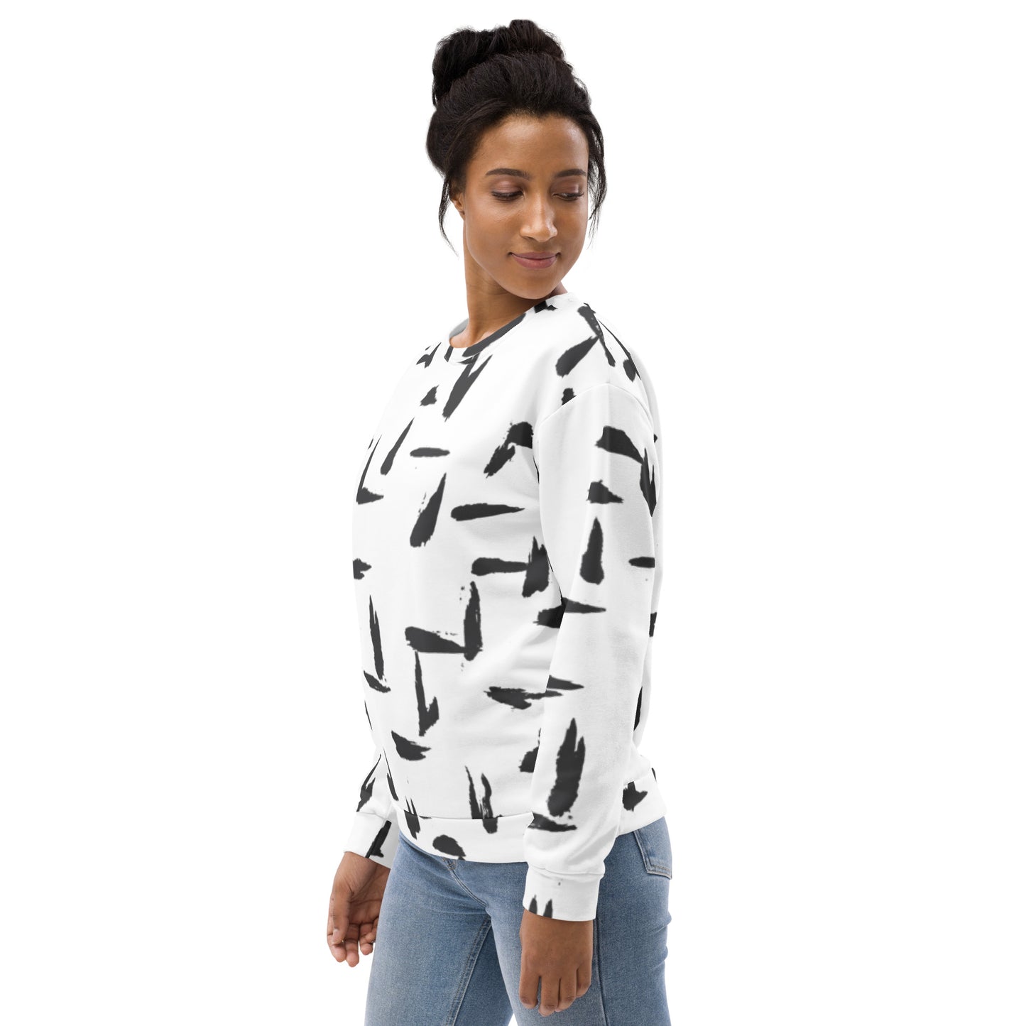 Black and White Abstract Print Sweatshirt - Women
