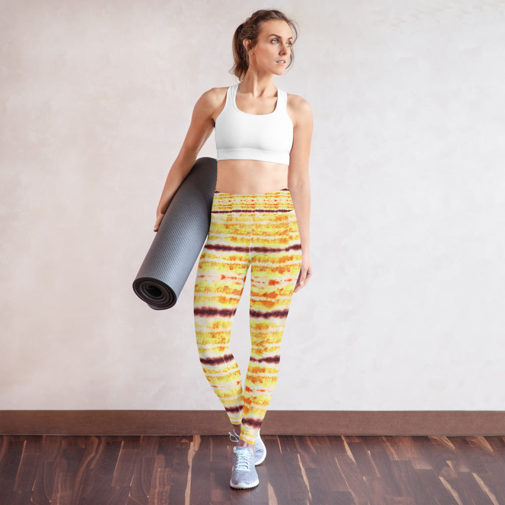 Yellow & Purple Tie Dye Yoga Leggings