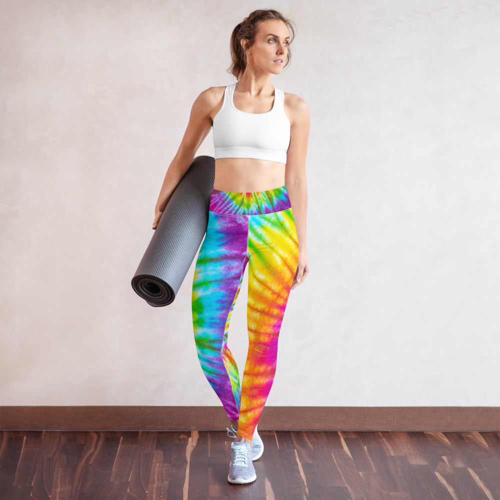 Rainbow Tie Dye Print Yoga Leggings