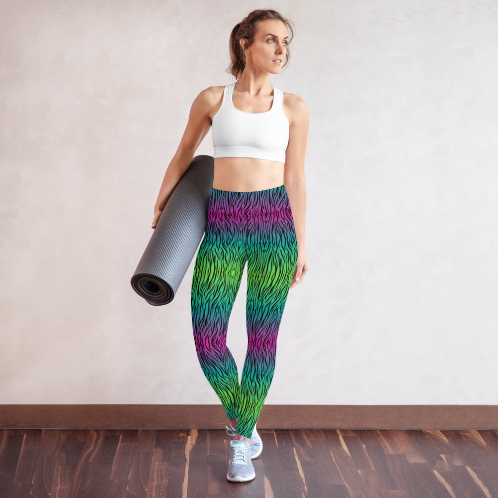 Multicolored Ombre Tiger Print Yoga Leggings