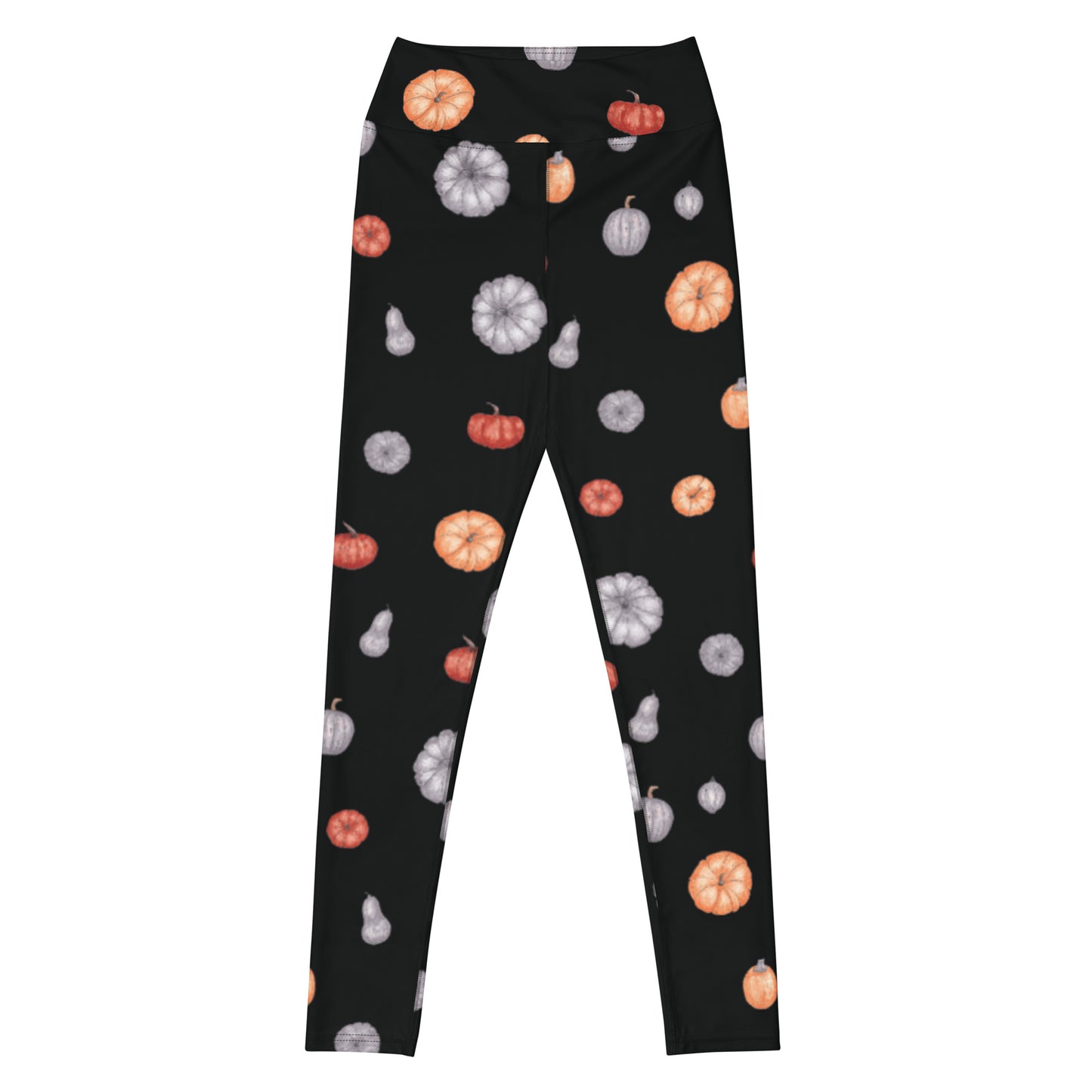 Multi-Color Pumpkins Print Yoga Leggings - Black