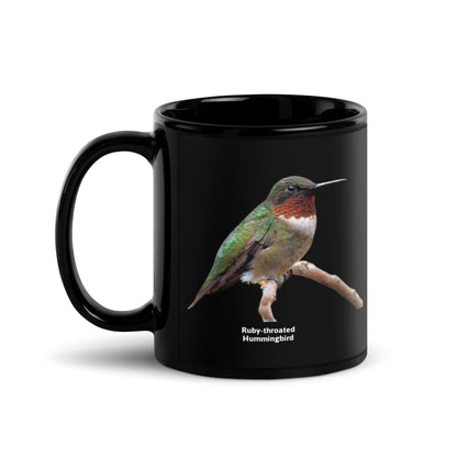 Bird Lovers Black Ceramic Mug - Ruby-throated Hummingbird