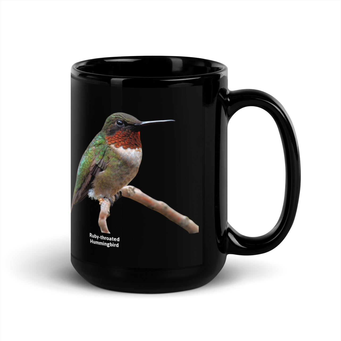 Bird Lovers Black Ceramic Mug - Ruby-throated Hummingbird