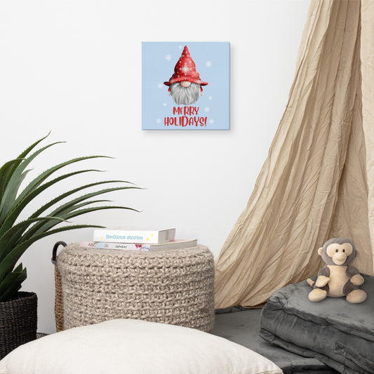 Merry Holidays Gnome Canvas