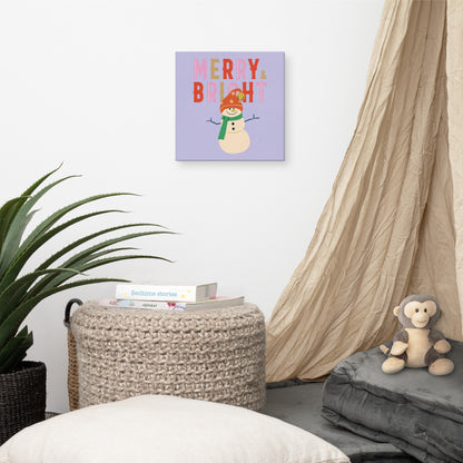 Merry And Bright Snowman Canvas