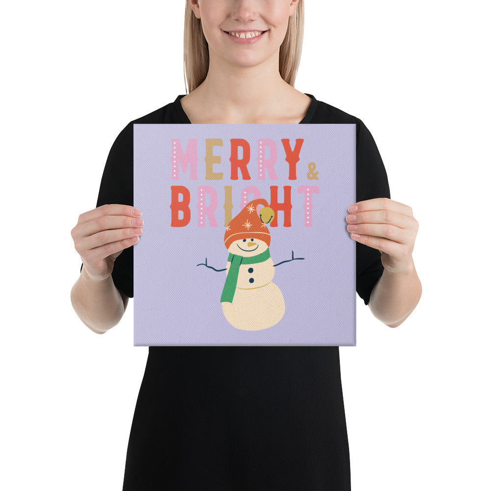 Merry And Bright Snowman Canvas