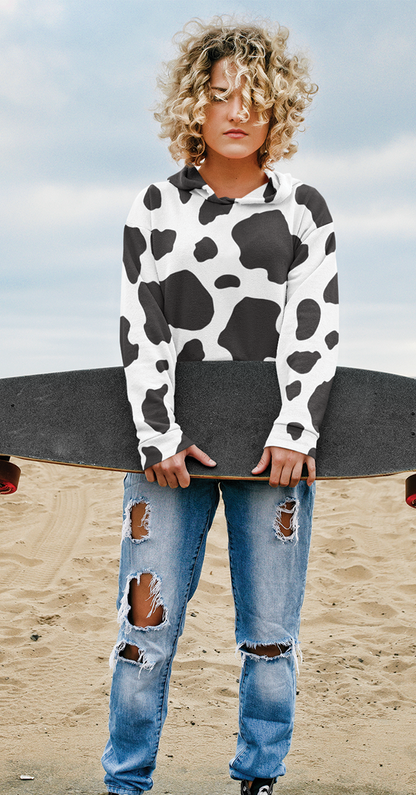 Black And White Cow Print Unisex Style Hoodie