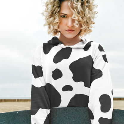 Black And White Cow Print Unisex Style Hoodie